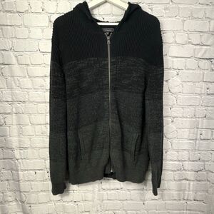 Express Men's Full Zip Hooded Sweater Size XL Black Gray